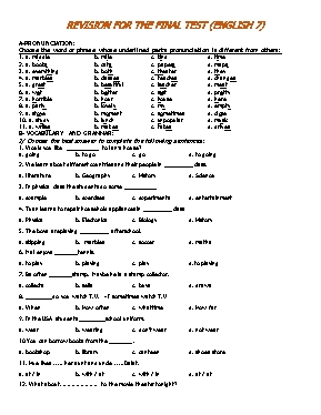 Revision for the final test (English 7)